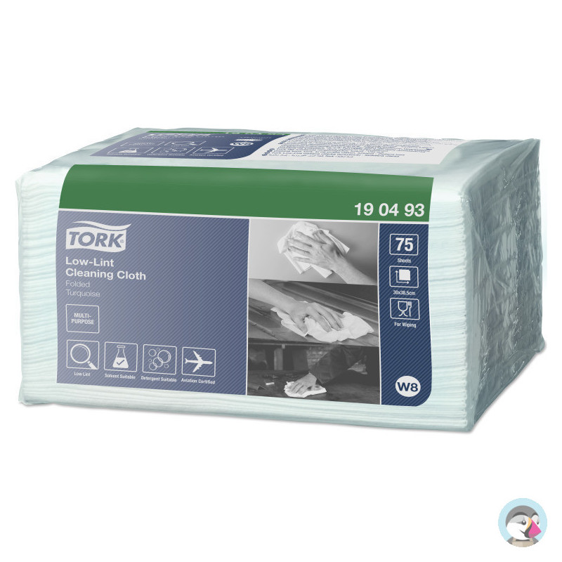 Czyściwo włókninowe 30x38,8cm 75składek o niskiej pylności w odcinkach turkusowe W8 190493 TORK