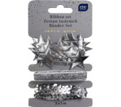 Zestaw tasiemek 3x1m SREBRNY Satin Gold INTERDRUK