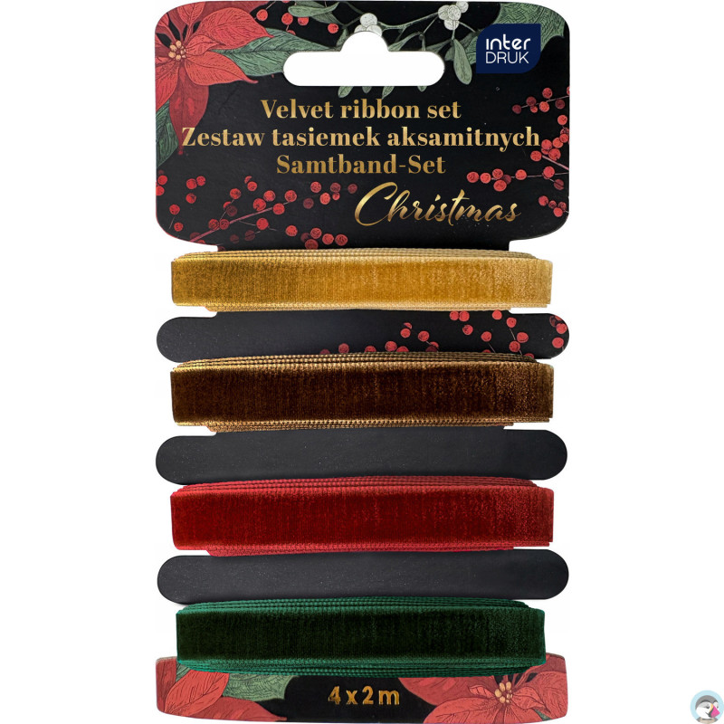 Zestaw tasiemek aksamitnych 4x2m Christmas INTERDRUK