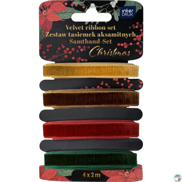 Zestaw tasiemek aksamitnych 4x2m Christmas INTERDRUK