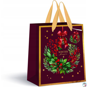 Torebka prezentowa duża Burgundy Boże Narodzenie 190g 33x46x13cm INTERDRUK