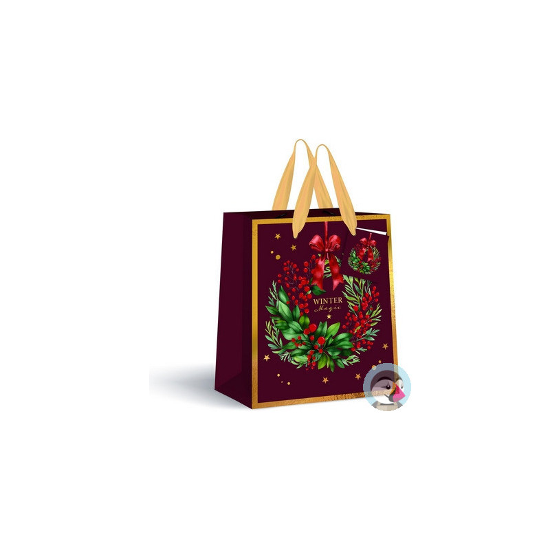 Torebka prezentowa mała Burgundy Boże Narodzenie 190g 18x23x10cm INTERDRUK