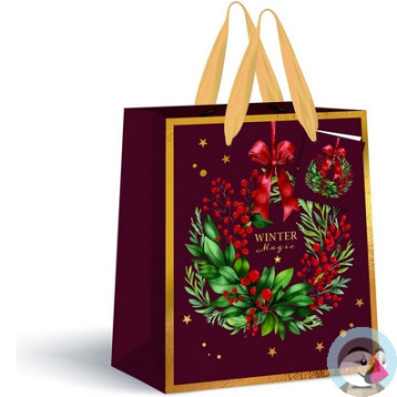 Torebka prezentowa mała Burgundy Boże Narodzenie 190g 18x23x10cm INTERDRUK