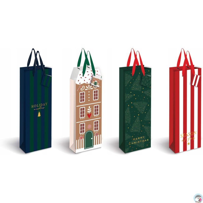 Torebka prezentowa na butelkę Boże Narodzenie 190g 13x36x10cm INTERDRUK