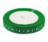 Wstążka satynowa Boże Narodzenie 12mm/22m zielona WSX12-16 BREWIS