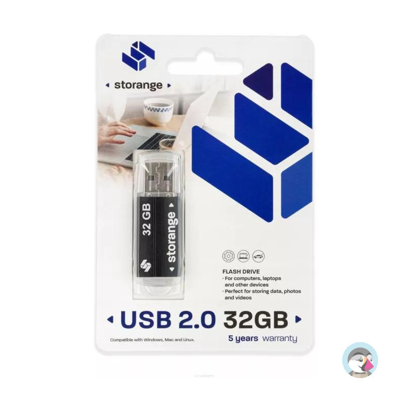 Pamięć USB-A 32GB USB 2.0 PB32GBBLK STORANGE