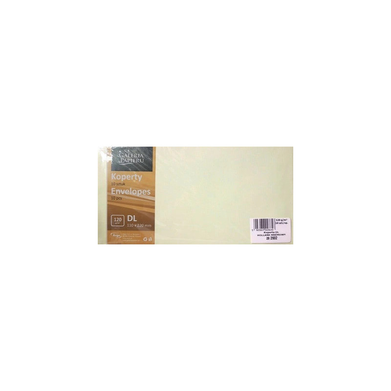 Koperta DL HOLLAND kremowy P 120g. (10szt.) 282602 Galeria Papieru