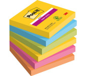 Bloczek samoprzylepny 76x76mm 90k mix kolorów (6szt) CARNIVAL POST-IT Super Sticky 3M