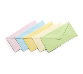 Koperta 80mm x160mm satynowana mix kolor pastel130g. (50szt.) 280498 Galeria Papieru