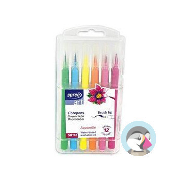 Flamastry pędzelkowe 12 kolorów etui plastikowe SPREE art FLA-58112P-00101