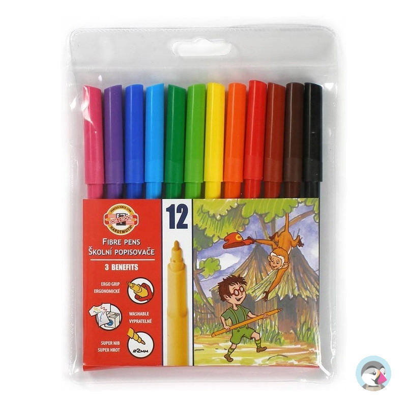 Flamastry szkolne 12 kolorów w etui 7710/2AB KOH-I-NOOR