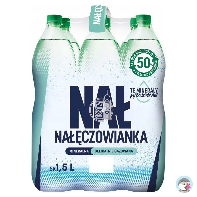 Woda mineralna NAŁĘCZOWIANKA 1,5L (6szt) delikatnie gazowana z kaucją
