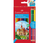Kredki ZAMEK 12kol +3kredki dwustronne + temperówka 110312 FC FABER CASTEL