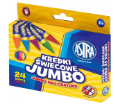 Kredki świecowe szkolne JUMBO grube zestaw 24 kolory 316118006 ASTRA