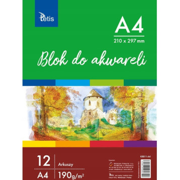 Blok do akwareli A4 12k 190g KB011-A4 TETIS Blok do akwareli A4 12k 190g KB011-A4 TETIS