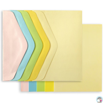 Koperta C6 + karnet Gładki mix pastelowy 5 kolorów 130g. i 210g. 283108 Galeria Papieru
