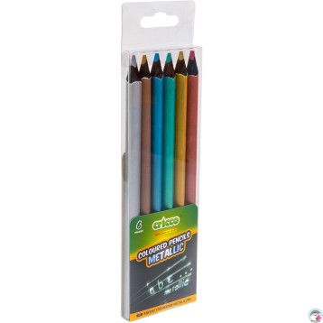 Kredki CRICCO trójkątne 6 kolorów BLACK WOOD JUMBO metaliczne w etui CR331W6