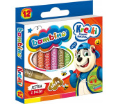 Kredki szkolne z glinki kaolinowej Zestaw 12 kredek BAMBINO St.Majewski