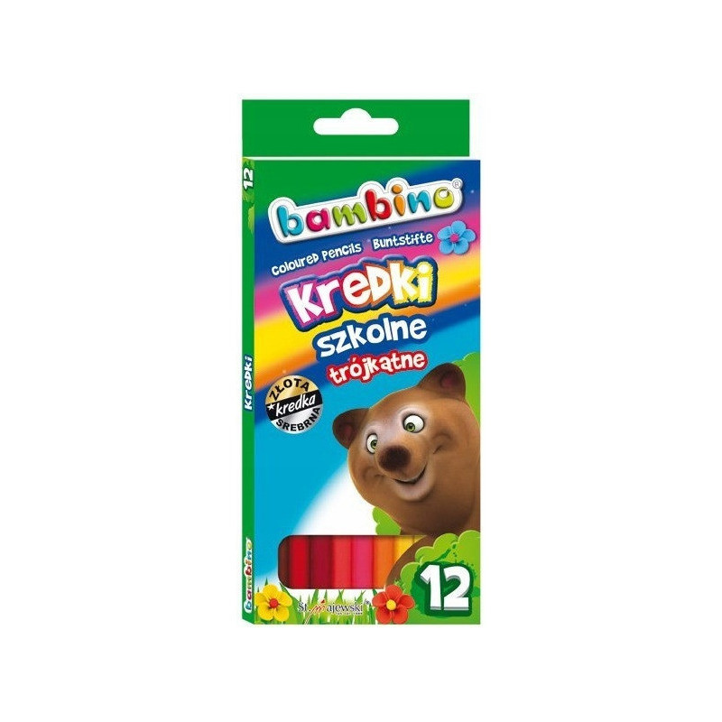 Kredki ołówkowe trójkątne Zestaw 12 kredek BAMBINO St.Majewski