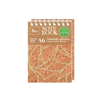Kołonotatnik A6 80k kratka oprawa korkowa 70g KB050-KA6 TETIS
