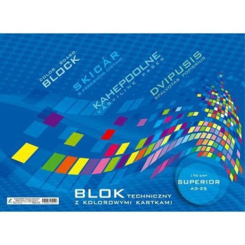 Blok techniczny A4 10k kolorowe kartki KRESKA Blok techniczny A4 10k kolorowe kartki KRESKA