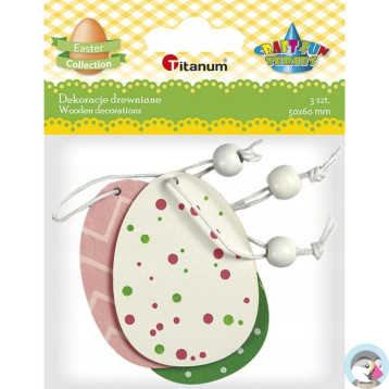 Zawieszki drewniane PISANKI 3szt. 494411 TITANUM