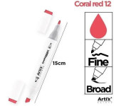 Marker alkoholowy dwustronny CORAL RED PP915-12 ARTIX
