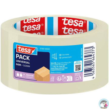 Taśma pakowa UNIVERSAL 66m x 50mm TRANSPARENTNA cicha 57187 TESA