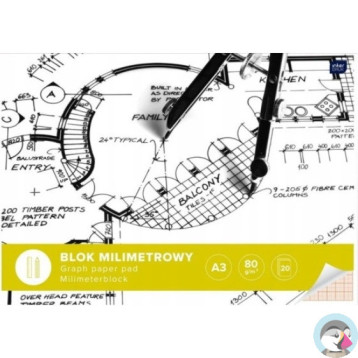 Blok milimetrowy A3 20k 80g INTERDRUK