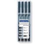 Foliopis LUMOCOLOR zestaw 4grubości (0,4  0,6  1,0 1,0-2,5mm) czarne S 31-9 WP4GS STAEDTLER