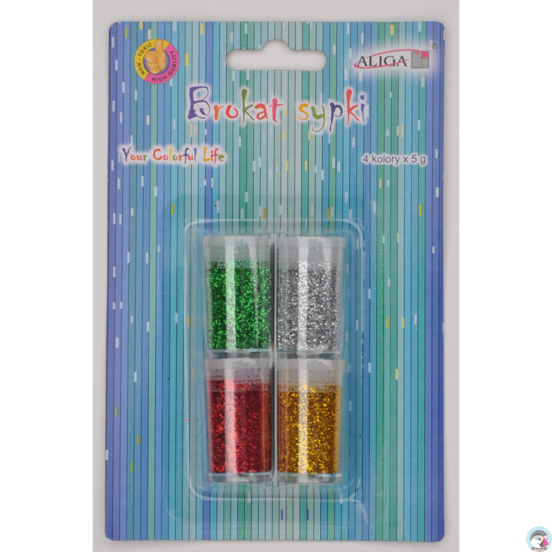 Brokat sypki bio 4 kol. x 5g zielony/srebrny/czerwony/złoty GL-054 ALIGA
