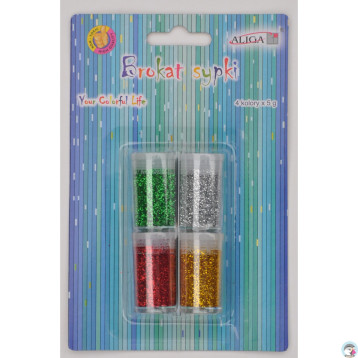 Brokat sypki bio 4 kol. x 5g zielony/srebrny/czerwony/złoty GL-054 ALIGA