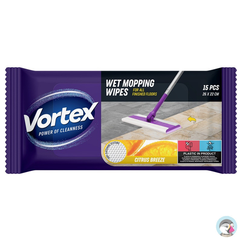 Chusteczki do mopowania podłóg na mokro CYTRUSOWA BRYZA 15szt. BS-VR-663549 VORTEX