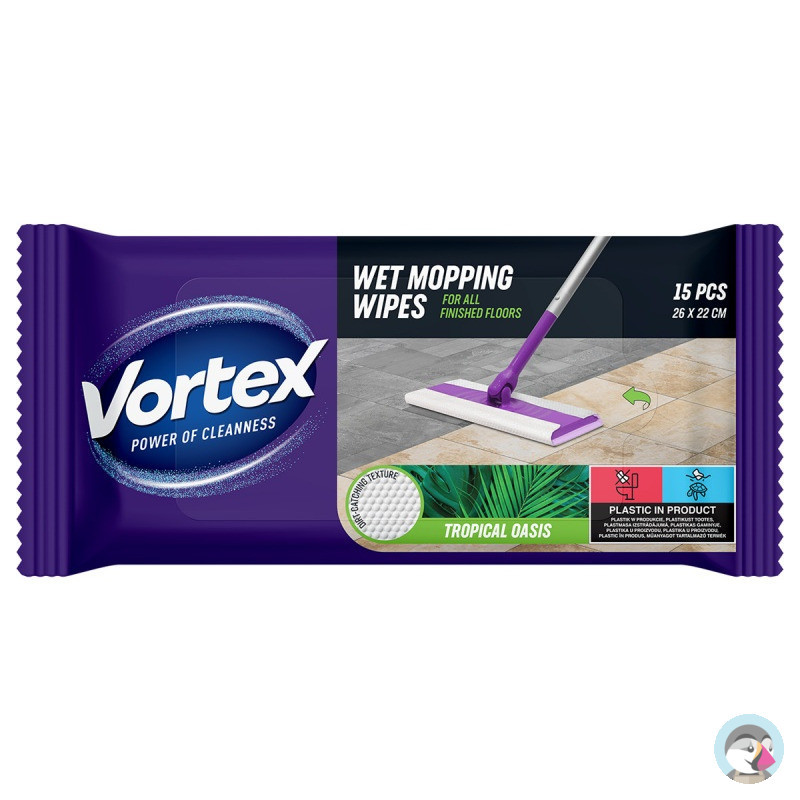 Chusteczki do mopowania podłóg na mokro TROPIKALNA OAZA 15szt. BS-VR-663525 VORTEX