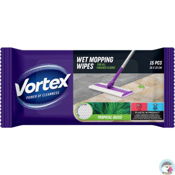 Chusteczki do mopowania podłóg na mokro TROPIKALNA OAZA 15szt. BS-VR-663525 VORTEX