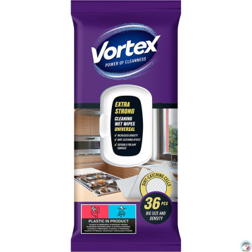 Chusteczki nawilżane VORTEX uniwersalne extra strong z klapką 36 szt.