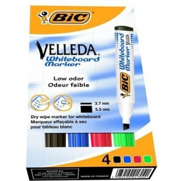 Marker BIC ECO VELLEDA 1751 suchościeralny mix 4 kolorów 904950 Marker BIC ECO VELLEDA 1751 suchościeralny mix 4 kolorów 904950