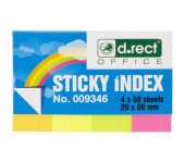 Zakładki indeksujące papierowe D.RECT 20x50mm 4 kolory x50szt. 009346