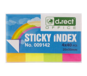 Zakładki indeksujące papierowe D.RECT 20x50mm 4x40szt. 009142