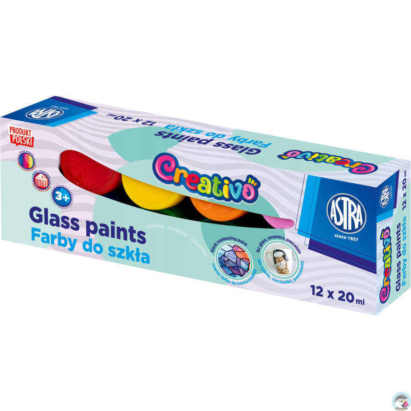 Farby do szkła 12kol. x 20ml 301124007 ASTRA