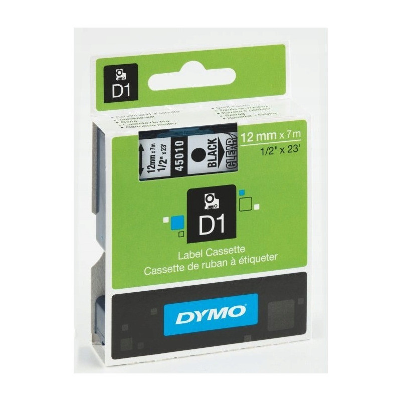 Taśma DYMO D1 12mm czarny/przezroczysta 45010 S0720500