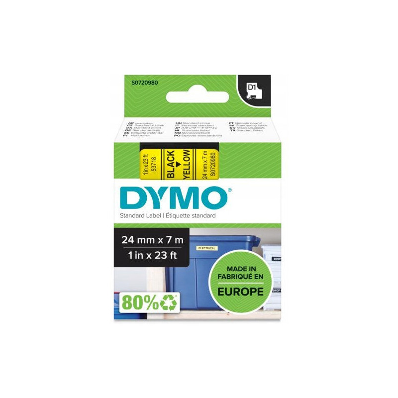Taśma czarny nadruk na żółtym 24mm x 7m DYMO S0720980