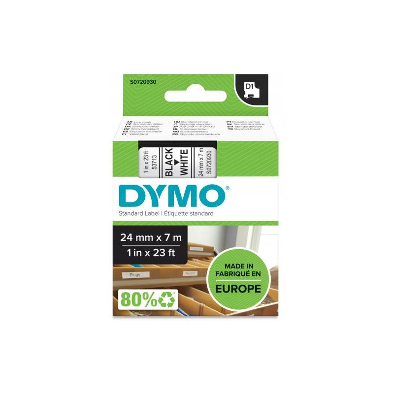 Taśma czarny nadruk na białym 24mm x 7m DYMO do drukarek LM100/LM200 S0720930