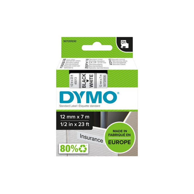 Taśma 12mm/7m czarny biała 45013 DYMO S0720530