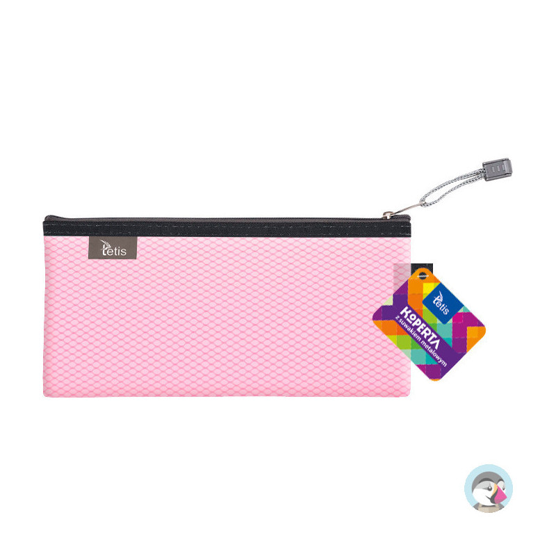 Koperta 24x12cm z suwakiem metalowym TETIS BT609-R różowa