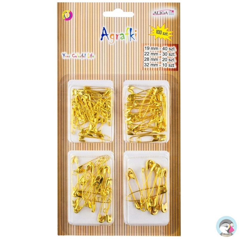 Agrafki złote mix wielkości (100 szt.) AGR-0910 ALIGA