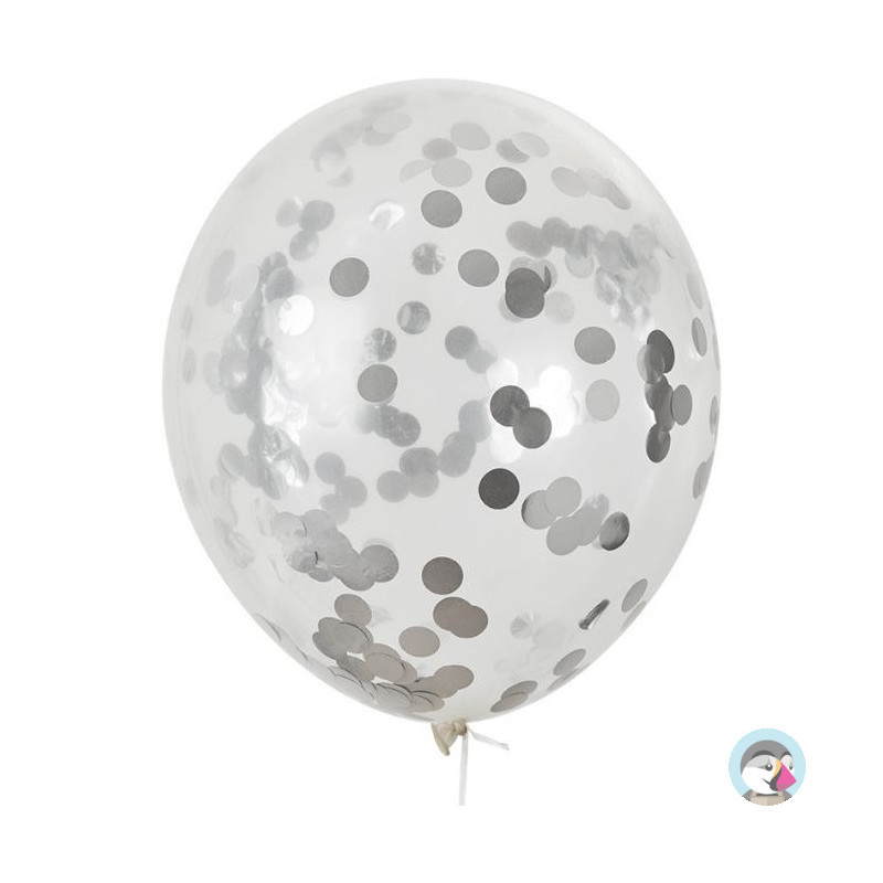 Balony z konfetti srebrne 30cm (5szt) BKN-8599 ALIGA