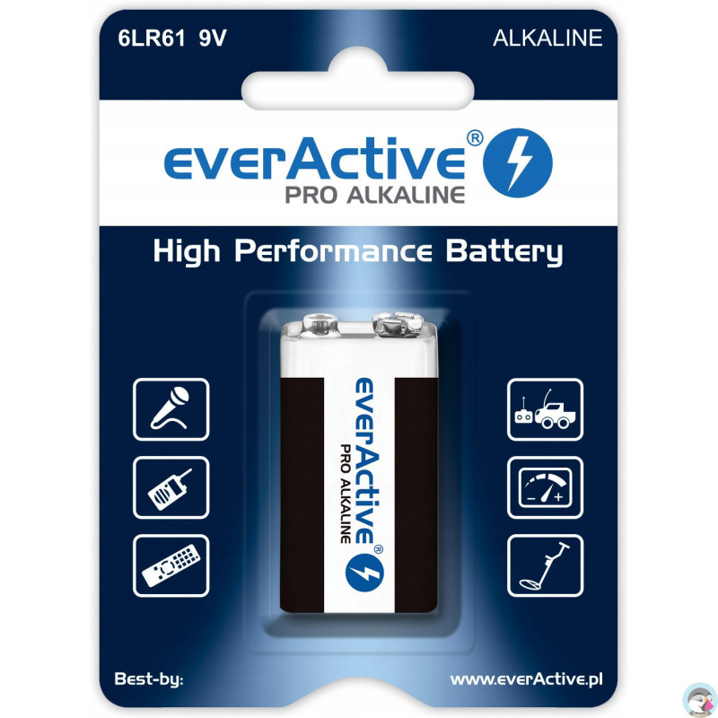 Bateria EVERACTIVE Pro Alkaline 9V/6LR61 alkaliczna blister