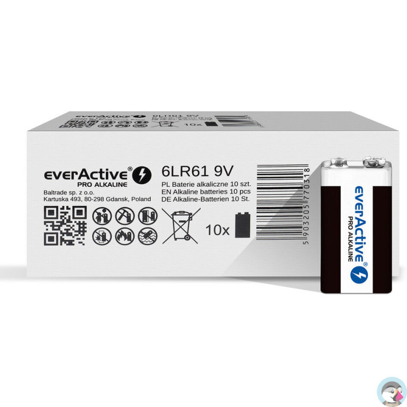 Bateria EVERACTIVE Pro Alkaline 9V/6LR61 alkaliczna pudełko (10szt)