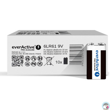 Bateria EVERACTIVE Pro Alkaline 9V/6LR61 alkaliczna pudełko (10szt)